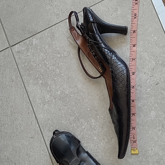 Leather Croco Embossed Slingback Heels - Picture 7 of 10